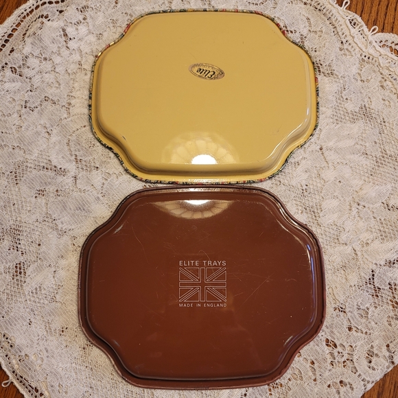 VTG Small English Tin Tea Trays Set Of 2 - Picture 8 of 15